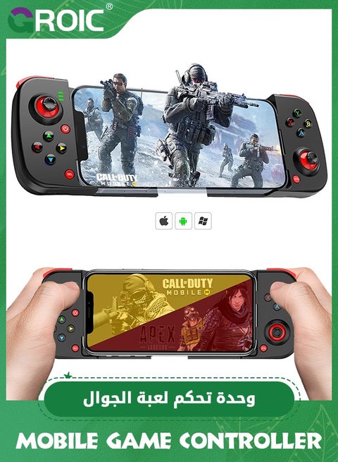Black Mobile Game Controller Gamepad for iPhone iOS Android PC, Wireless Gamepad Joystick Bluetooth Controller Works with iPhone 15/14/13/12/11/X, iPad, Samsung Galaxy, TCL, Tablet, Call of Duty