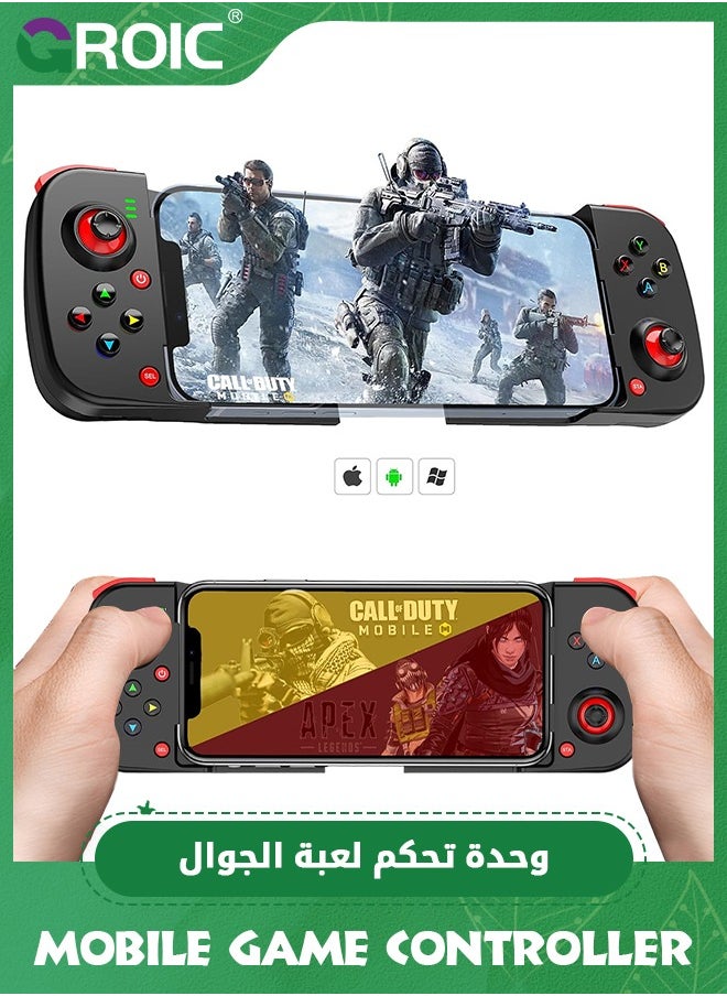 GROIC - Black Mobile Game Controller Gamepad for iPhone iOS Android PC, Wireless Gamepad Joystick Bluetooth Controller Works with iPhone 15/14/13/12/11/X, iPad, Samsung Galaxy, TCL, Tablet, Call of Duty - Image 1