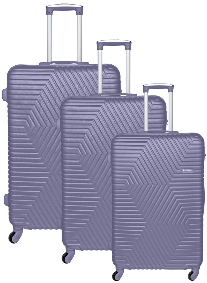 TRAVEL WAY TrekKit Lightweight Luggage Set of 3 Bag - 3 Sizes Hardshell Suitcase Spinner Luggage for Travel | ABS Luggage with 4 Spinner Wheels (Purple, Set of 3)  - Image 1