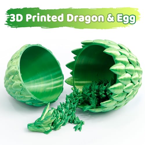 Flavery Dragon Egg Gold Mix Green Surprise Egg with Flexible Dragon 3D Printed Gift Articulated Dragon Egg Fidget Toy Figurine Decor 12 Dragon - Image 5