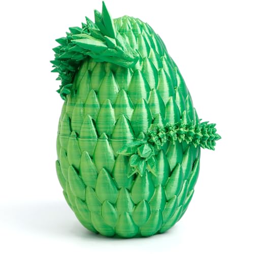 Flavery Dragon Egg Gold Mix Green Surprise Egg with Flexible Dragon 3D Printed Gift Articulated Dragon Egg Fidget Toy Figurine Decor 12 Dragon - Image 1