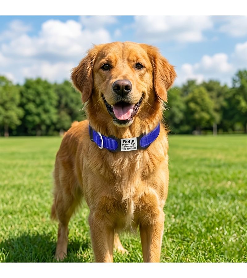 Purple Reflective Pet Collar with Adjustable Tag Detachable Nameplate Engravable Phone Number Customizable Name Durable Anti Loss Design For Small To Large Pets Multi Wear Options Size XL - Image 3