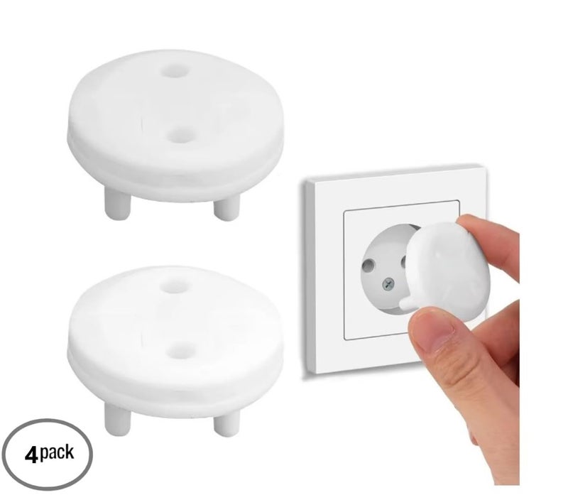V2H Transparent Plastic Baby Proofing Outlet Covers, European Wall Round Hole Socket Plug Cover Baby Safety Protector Electric Socket Plug Guards Switch Board Cover (Set of 4) - Image 2