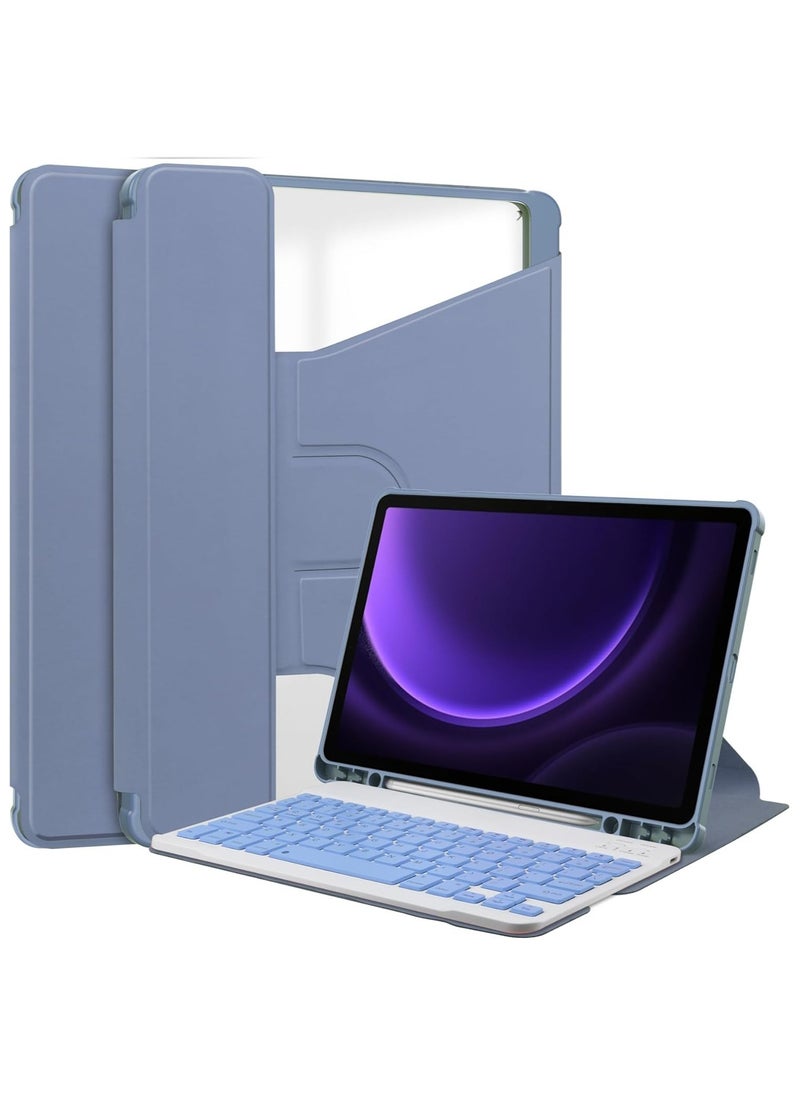 General Keyboard Case Compatible with Samsung Galaxy Tab S9 FE 2023 11 inch Rotating Stand Smart Tablet Cover Detachable Wireless Tab S9 FE Keyboard Case with Pen Holder 