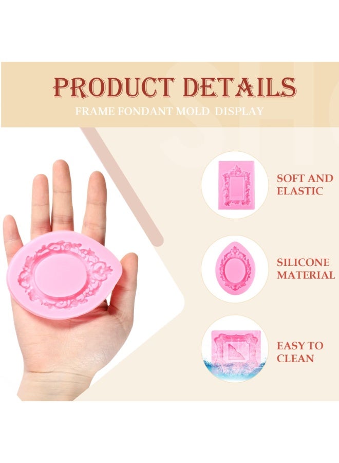 أوشيما 4PCS صورة إطار قوالب السيليكون، إطار القالب، الشوكولاتة إطارات القالب، الباروك أسلوب الهواء القالب الطين الجاف للكعكة الكعكة ديكور الشوكولاتة الحلوى البوليمر الطين العلكة - Image 3