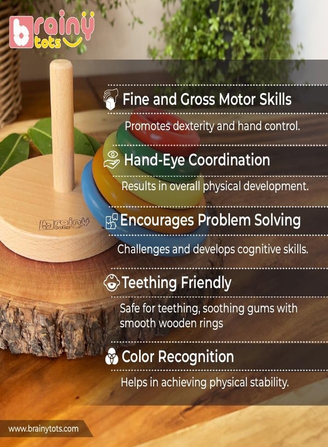 Brainytots Montessori Ring Stacker & Nesting Bowls Combo | Developmental Toys for Babies & Toddlers | Fine Motor Skills, Hand-Eye Coordination & Sensory Play | Safe, Durable Learning Toys for 6+ Months - Image 2