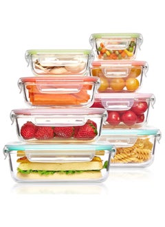 Arabest 8 Pack Glass Food Storage Containers , Meal Prep , Airtight Bento Boxes with Leak Proof Locking Lids, for Microwave, Oven, Freezer and Dishwasher, BPA Free  - Image 1