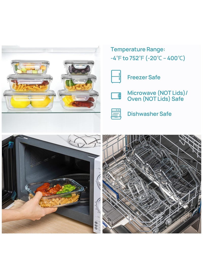 Arabest 8 Pack Glass Food Storage Containers , Meal Prep , Airtight Bento Boxes with Leak Proof Locking Lids, for Microwave, Oven, Freezer and Dishwasher, BPA Free  - Image 3
