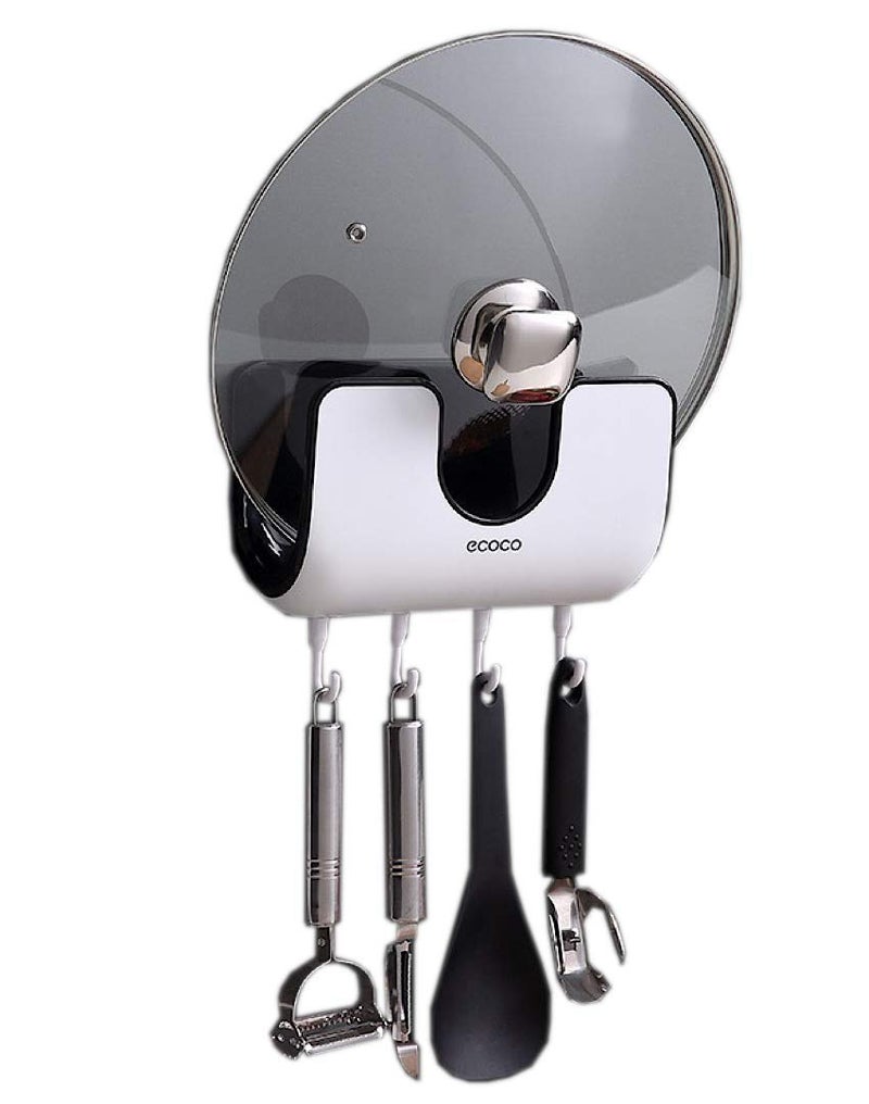 Genaric J&J90 - ECOCO Modern Pot Lid Organizer/Pot Lid Holder - 2-in-1 - Cutting Board Rack and – Flexible Spoon/Ladle Hanger Mounted on Wall – Easy to Install – Strong Holder
