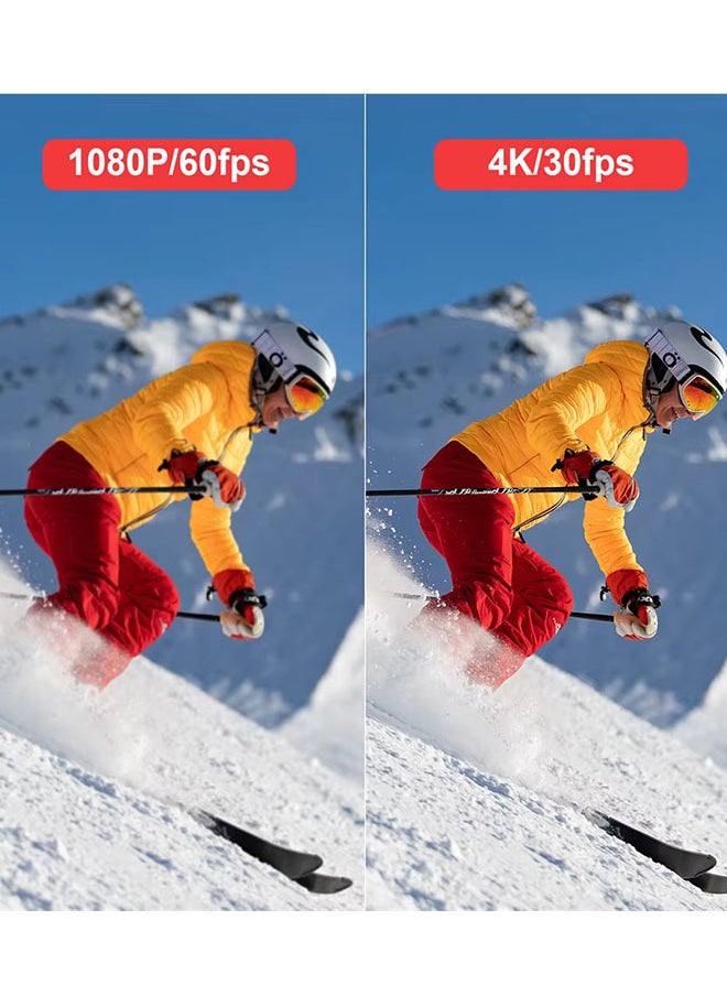 أس جي كام كاميرا رياضية C100+ Thumb، 4K مع حافظة مقاومة للماء، مع بطاقة ذاكرة 32 جيجابايت، كاميرا رياضية، واي فاي لاسلكية 30 متر، مع ملحقات يمكن ارتداؤها، كاميرا صغيرة قابلة لإعادة الشحن عبر USB، مناسبة للسفر والرياضة والتدوين  - Image 3