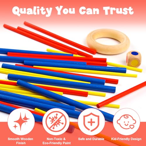 Wanheart Balance Fun Wooden Stick Toys Family Game for Kids Adults Seniors Enhances Coordination Focus Patience Training Perfect for Family Gatherings Parties Travel - Image 5