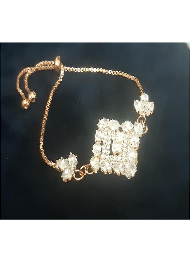 FINEWORLD,Rose Gold Crystal Bracelet for Women, Adjustable Chain with White Stones, Square Centerpiece Design, Stylish Fashion Jewelry for women and girls. - Image 3