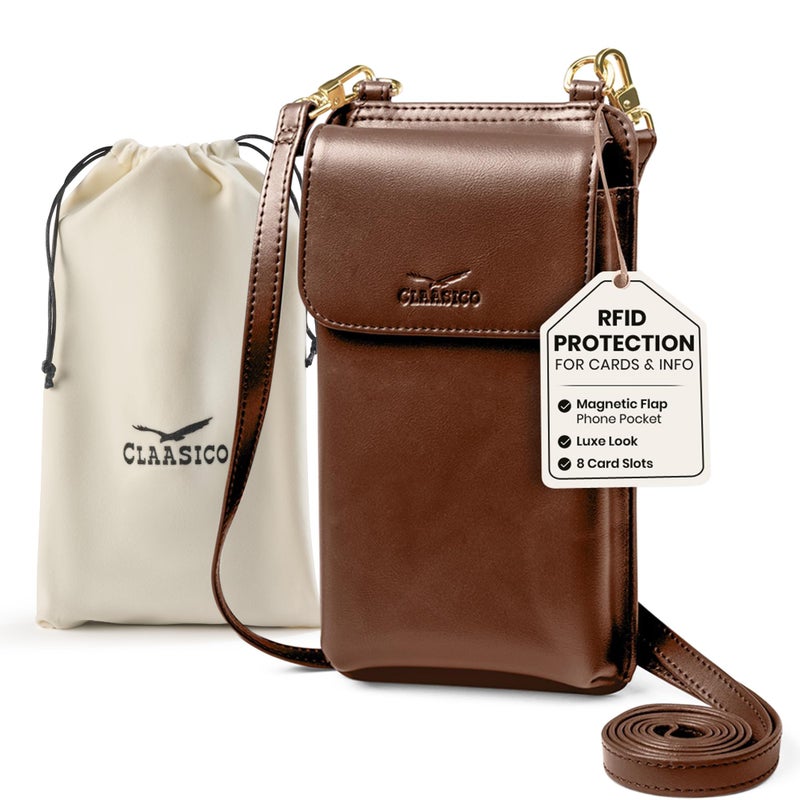 Claasico Crossbody Phone Purse for Women â€“ RFID Phone Case Wallet w/Magnetic Closure & Separate Zipper Pocket Crossbody Bag - Image 1