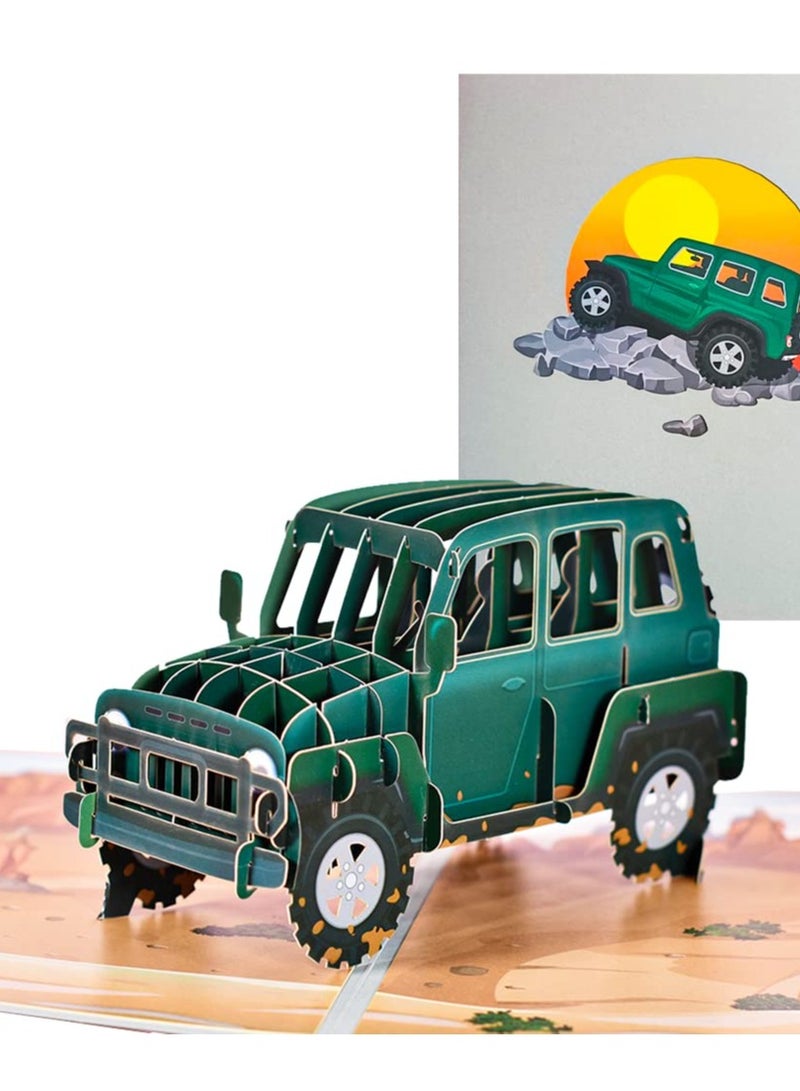 SOLARAE 3D SUV Car Pop Up Card, Handmade 3D Popup Bday Cards Greeting Cards for Birthday, Fathers Day, Birthday Card for Kids Dad Husband, All Occasion - Image 1