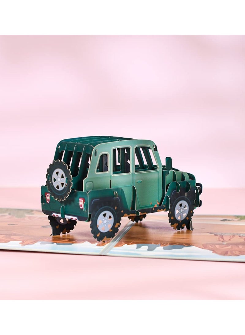 SOLARAE 3D SUV Car Pop Up Card, Handmade 3D Popup Bday Cards Greeting Cards for Birthday, Fathers Day, Birthday Card for Kids Dad Husband, All Occasion - Image 4