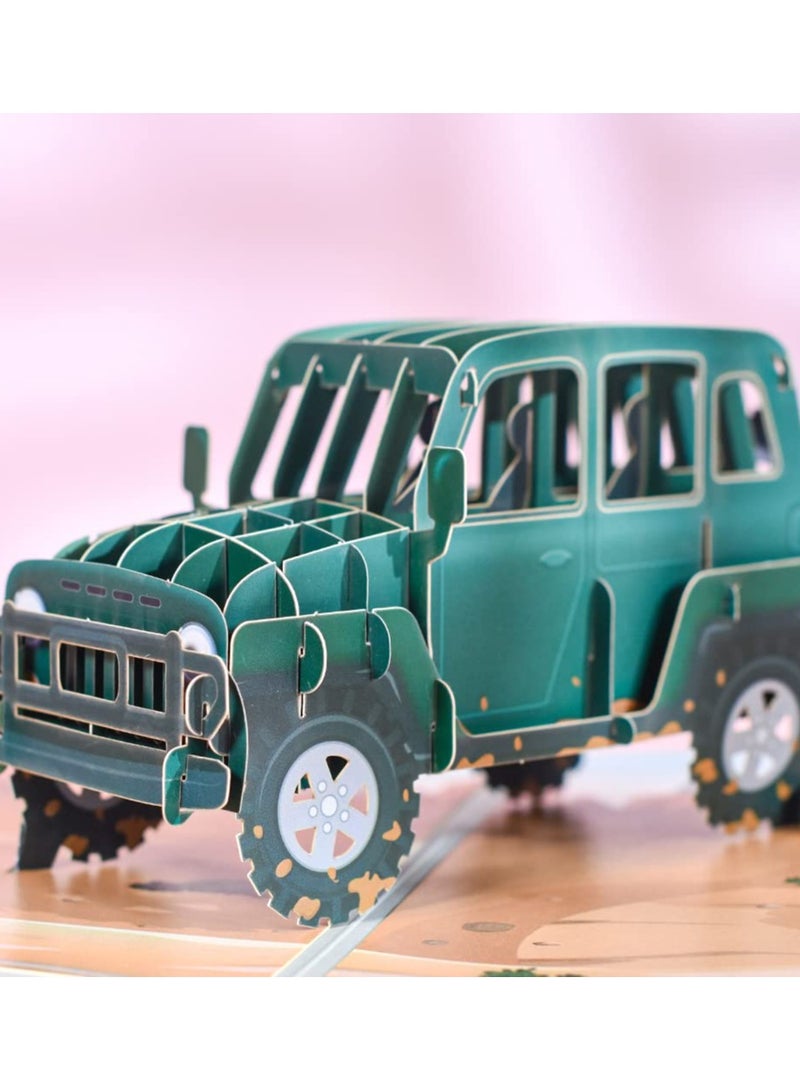 SOLARAE 3D SUV Car Pop Up Card, Handmade 3D Popup Bday Cards Greeting Cards for Birthday, Fathers Day, Birthday Card for Kids Dad Husband, All Occasion - Image 3