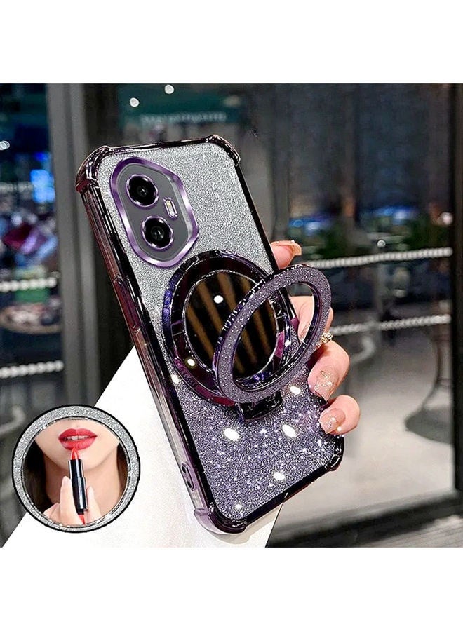 Magnetic Glitter for Honor 400 Case，Camera Lens Protector，Sparkly Stand，Makeup Mirror，Luxury Gradient Shockproof Honor 400  Cover for Women Girls Gift， Purple - Image 2