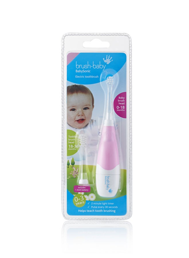 برش بيبي فرشاة أسنانٍ كهربائية بيبي سونيك لعمر 0-3 سنوات - لون وردي . - Image 2
