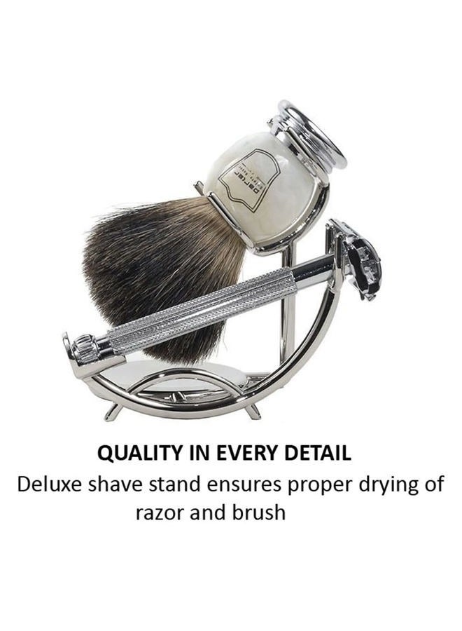 Parker Safety Razor Parker 29L Safety Razor Shave Set - Includes Black Badger Brush, Stand & Parker 29L Butterfly Open Safety Razor - Image 3
