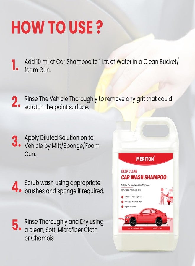 Meriton Deep Clean Car Wash Shampoo - Enhanced Cleaning Power, Advanced Wax Protection, High Gloss Shine, 100% Free of Perfumes & Dyes, Suitable for Hand Washing - Image 2