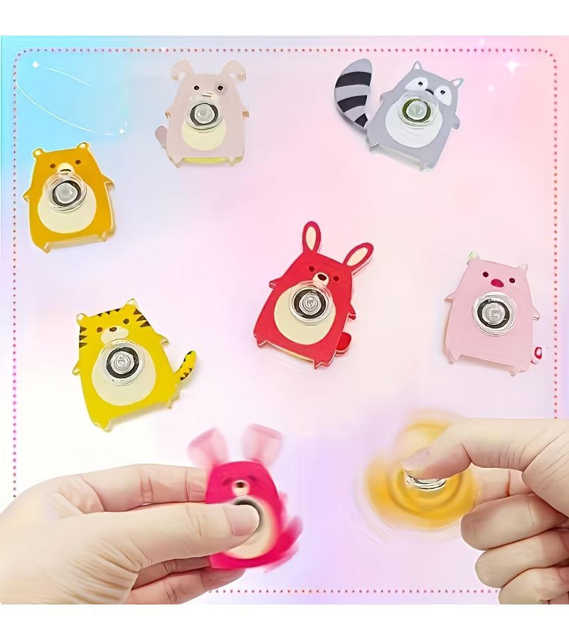 12pcs Cute Animal Fidget Spinners Durable Rotating Plastic Toys for Kids Classroom Prizes Birthday Gifts - Image 4