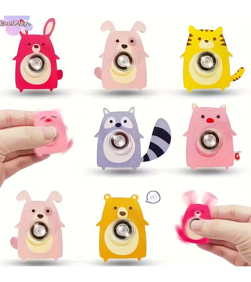 12pcs Cute Animal Fidget Spinners Durable Rotating Plastic Toys for Kids Classroom Prizes Birthday Gifts - Image 1