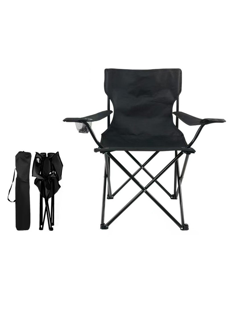 Folding camping chair with armrests and cup holder Fishing chair in a carrying bag Lightweight and portable beach chair Perfect for outdoor camping and travel 50*50*80cm - pzsku/ZCD25BB14591FC95B2A44Z/45/_/1731330563/4485936b-de21-4ded-bfb4-048a3c2376e0