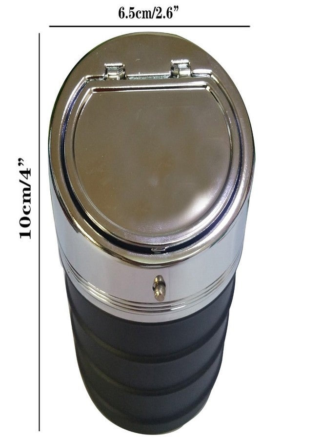 NewFerU Smokeless Metal Steel Ashtrays for Cigarettes Cigars with Covered Stainless Push Lid Portable Windproof Ash Tray Bucket for Home Tabletop,Patio,Sand,Car,Auto,Outdoors,Indoors (Small) - Image 2