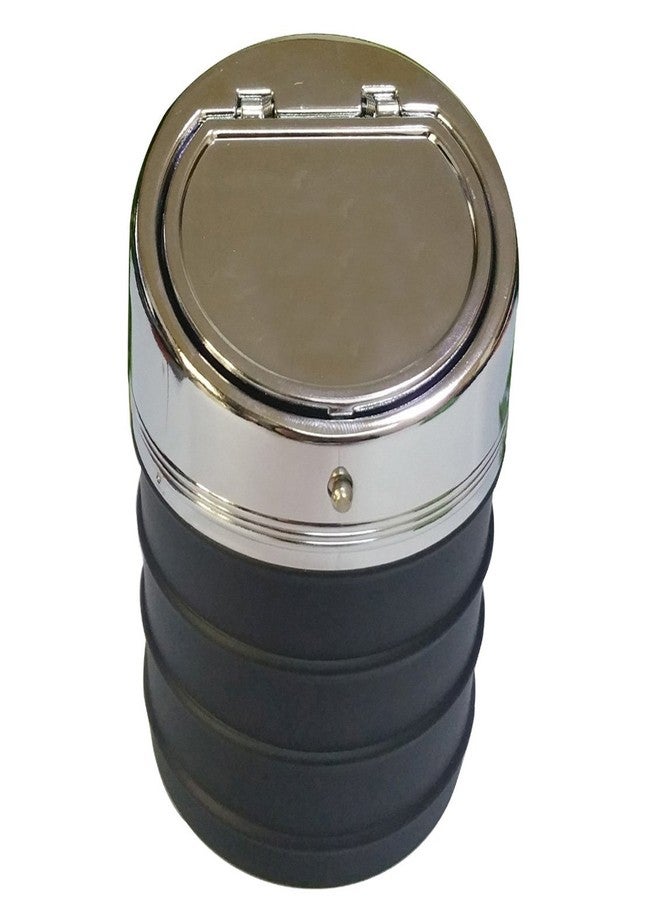 NewFerU Smokeless Metal Steel Ashtrays for Cigarettes Cigars with Covered Stainless Push Lid Portable Windproof Ash Tray Bucket for Home Tabletop,Patio,Sand,Car,Auto,Outdoors,Indoors (Small) - Image 1