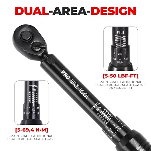 PRO BIKE TOOL Torque Wrench 3/8 Drive - Precision Torque Wrench for Bike Maintenance - 10 to 60 Nm Range with 0.5 Nm Micro Adjustments - Includes Adapters, Extension Bar and Storage Box - Black Matte - Image 5