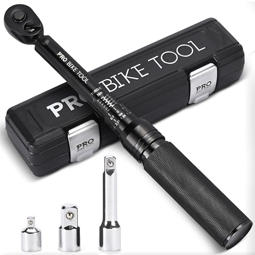 PRO BIKE TOOL Torque Wrench 3/8 Drive - Precision Torque Wrench for Bike Maintenance - 10 to 60 Nm Range with 0.5 Nm Micro Adjustments - Includes Adapters, Extension Bar and Storage Box - Black Matte - Image 1