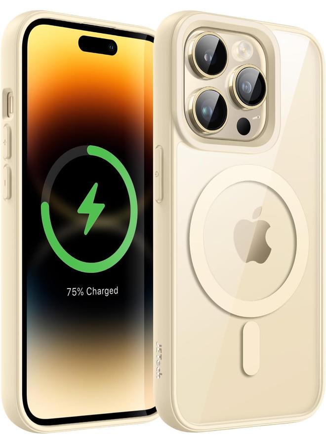 Jetech Magnetic Case For Iphone 14 Pro 6.1 Inch Compatible With Magsafe Shockproof Phone Bumper Cover Solid Color Matte Tpu Frame Anti Scratch Clear Back Gold - Image 1