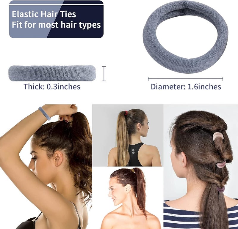 Sky Shine 30 Pcs 1.5 Inch Multicolor Hair Ties for Women & Girls | Seamless Cotton Elastic Hair Bands for Thick, Thin, Curly, Long & Fine Hair | No-Damage Soft Ponytail Holders | Durable Hair Elastics for Daily Styling, School, Gym, Sports, Travel & Parties - Image 2