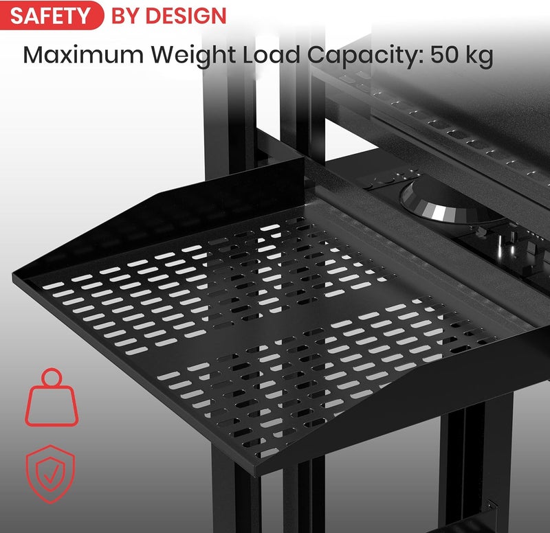 Pyle 19-Inch 1U+2U Server Rack Shelves - Universal Device Server Rack Mounting Tray, for Good Air Circulation, Cantilever Mount, Wall Mount Rack, Computer Case Mounting Tray, Black - PLRSTN42U - Image 3