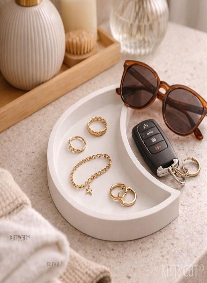Kitty Cat® Crescent Moon Trinket Tray | Aesthetic White Decorative Organizer for Keys, Jewellery & Accessories | Minimalist Home Décor | Aesthetic Decor | Size 20.5 x 11.5 cm (Moon) - Image 3
