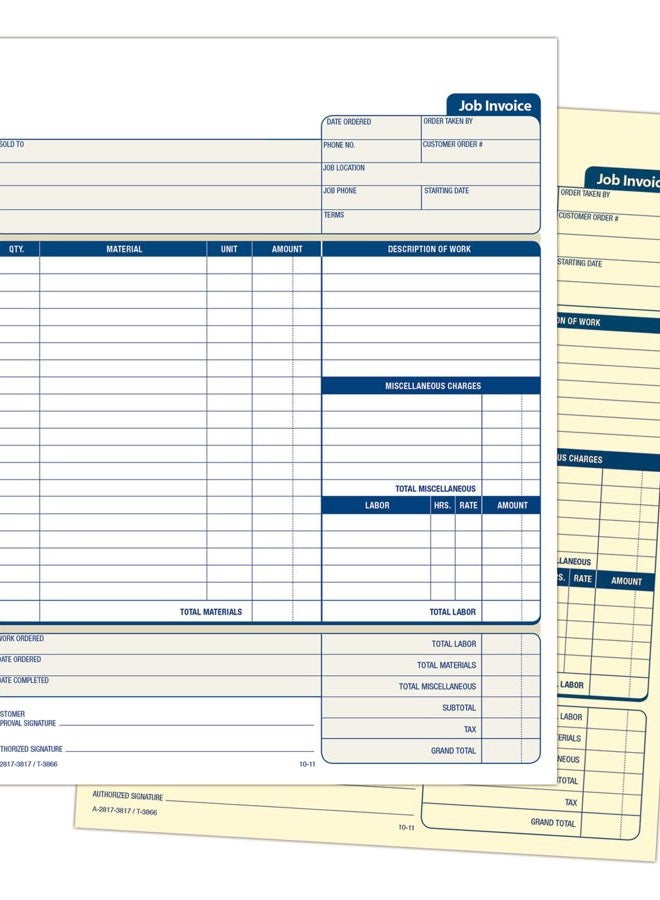 ADAMS Job Invoice Forms, 2-Part Carbonless, For Service And Repair Billing, 100 Individual Sets Per Pack (Nc2817), White, 8.5 X 11Inches - Image 3