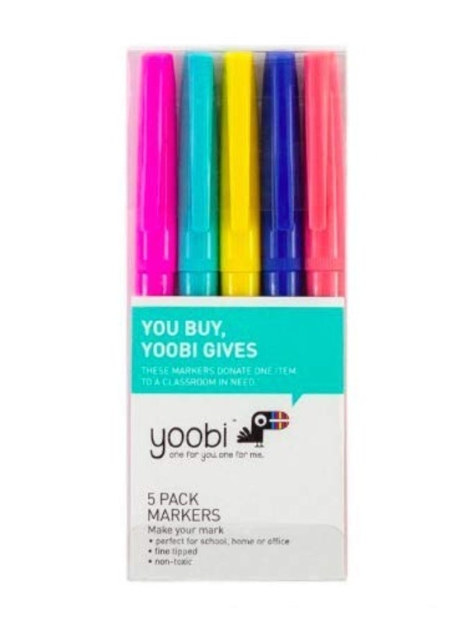 YOOBI Markers Fine Tipped 5 Pk - Image 2