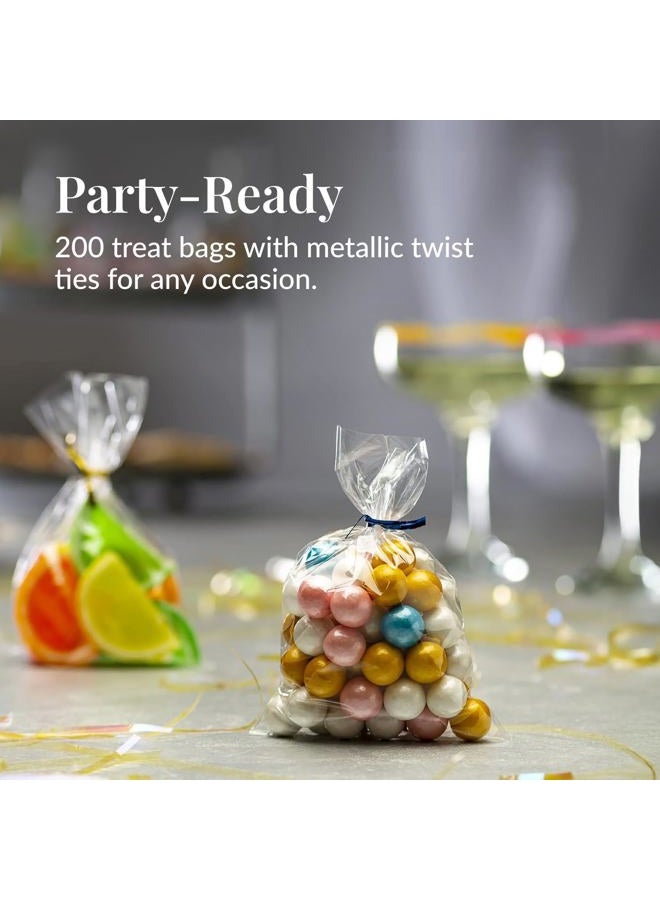 Prestee 200pk Clear Gift Bags for Favors, Cellophane Bags, 6x10 w/ 4" Twist Ties - Goodie Bags, Candy Bags, Cookie Bags for Gift Giving, Clear Treat Bags with Ties, Cellophane Treat Bags (200 Pack) - Image 2