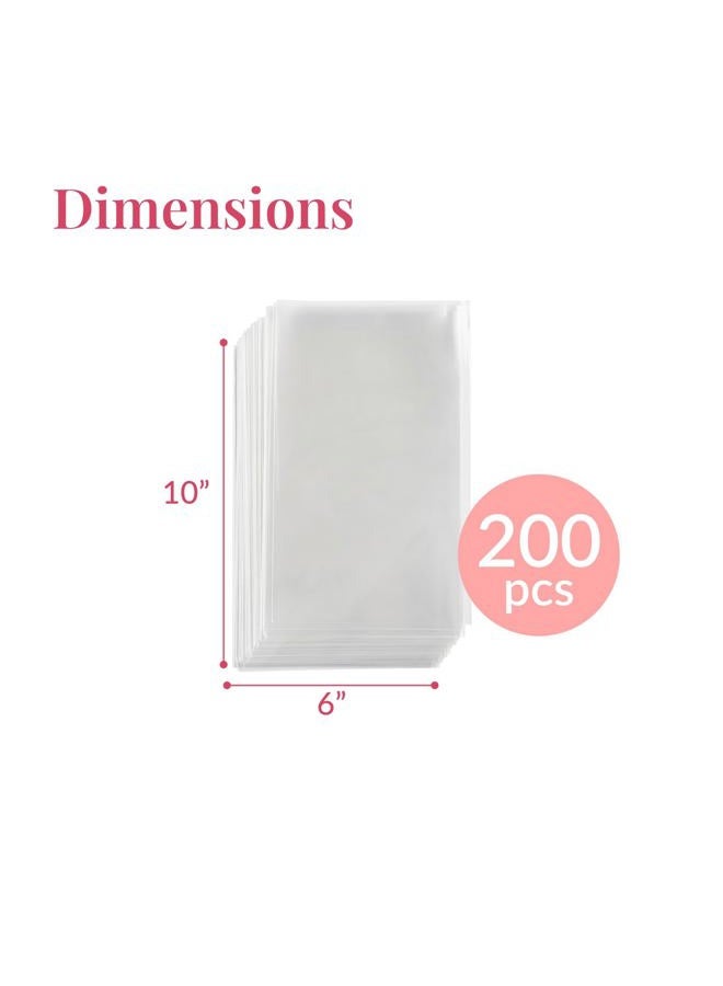 Prestee 200pk Clear Gift Bags for Favors, Cellophane Bags, 6x10 w/ 4" Twist Ties - Goodie Bags, Candy Bags, Cookie Bags for Gift Giving, Clear Treat Bags with Ties, Cellophane Treat Bags (200 Pack) - Image 3