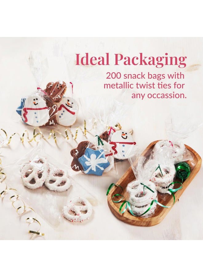 Prestee 200pk Clear Gift Bags for Favors, Cellophane Bags, 6x10 w/ 4" Twist Ties - Goodie Bags, Candy Bags, Cookie Bags for Gift Giving, Clear Treat Bags with Ties, Cellophane Treat Bags (200 Pack) - Image 4