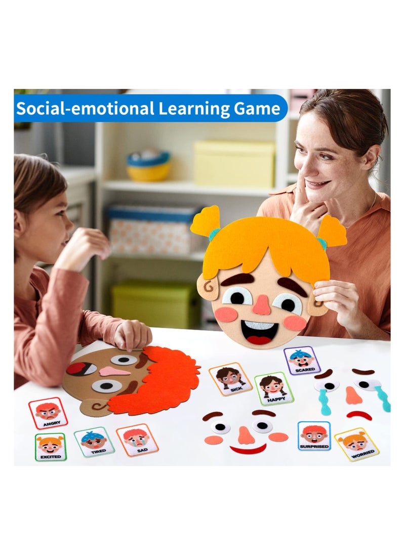 KASTWAVE - Social Emotional Learning Toy for Kids, Face Boards Emotion Cards for Making Faces Games, Create Multiple Facial Expressions, Face Preschool Felt Toy to Express Emotions for Kids - Image 1