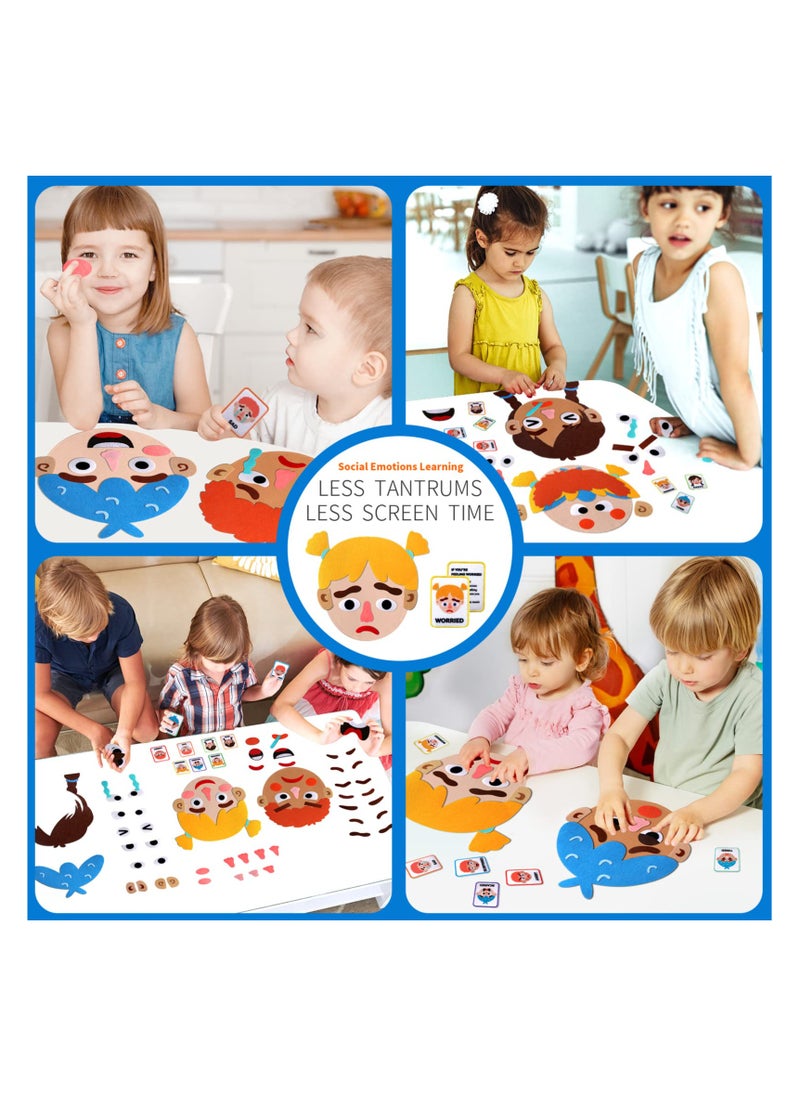KASTWAVE - Social Emotional Learning Toy for Kids, Face Boards Emotion Cards for Making Faces Games, Create Multiple Facial Expressions, Face Preschool Felt Toy to Express Emotions for Kids - Image 1