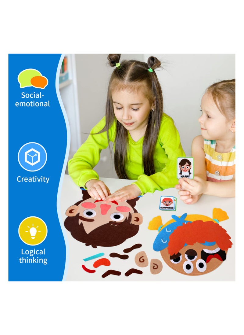KASTWAVE - Social Emotional Learning Toy for Kids, Face Boards Emotion Cards for Making Faces Games, Create Multiple Facial Expressions, Face Preschool Felt Toy to Express Emotions for Kids - Image 1