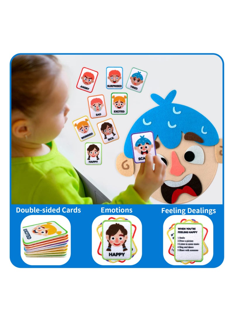 KASTWAVE - Social Emotional Learning Toy for Kids, Face Boards Emotion Cards for Making Faces Games, Create Multiple Facial Expressions, Face Preschool Felt Toy to Express Emotions for Kids - Image 1
