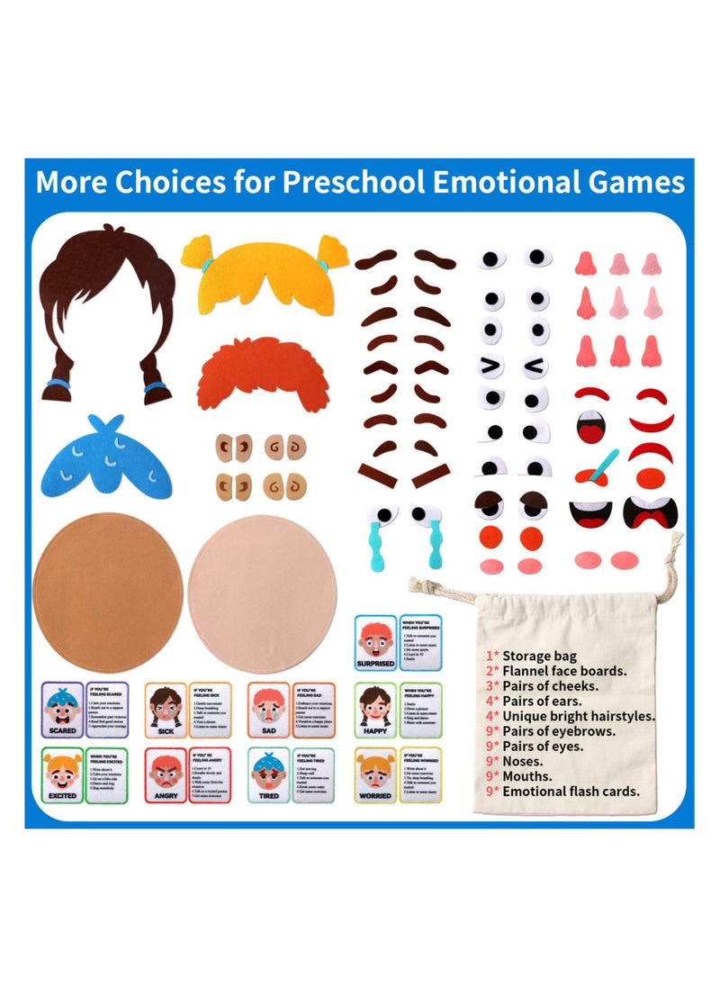 KASTWAVE - Social Emotional Learning Toy for Kids, Face Boards Emotion Cards for Making Faces Games, Create Multiple Facial Expressions, Face Preschool Felt Toy to Express Emotions for Kids - Image 1