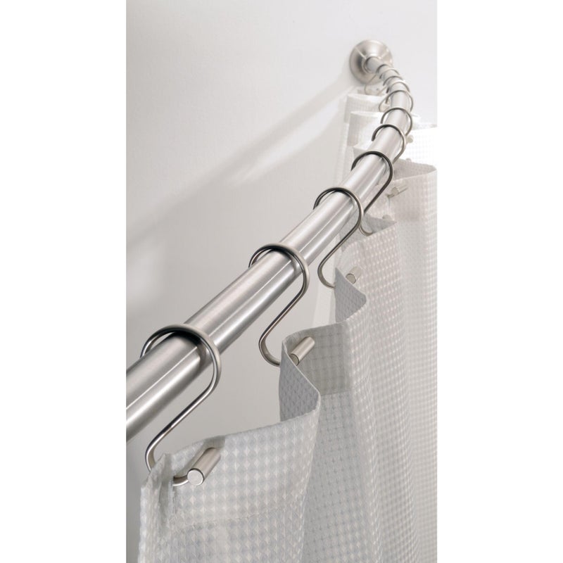 InterDesign iDesign 78970RB21 Curved Metal Shower Curtain Rod Adjustable Customizable Curtain Rod for Bathtub Stall Closet Doorway 4172 Inches Brushed Stainless Steel - Image 1