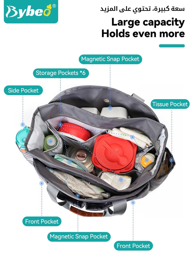 Bybeo Baby Diaper Bag Tote, Multifunctional Mommy Bag, Maternity Baby Changing Bags with Small Bag, Large Capacity Fitness Bag, Stylish Travel Bag, Mom Hospital Bag - Image 3