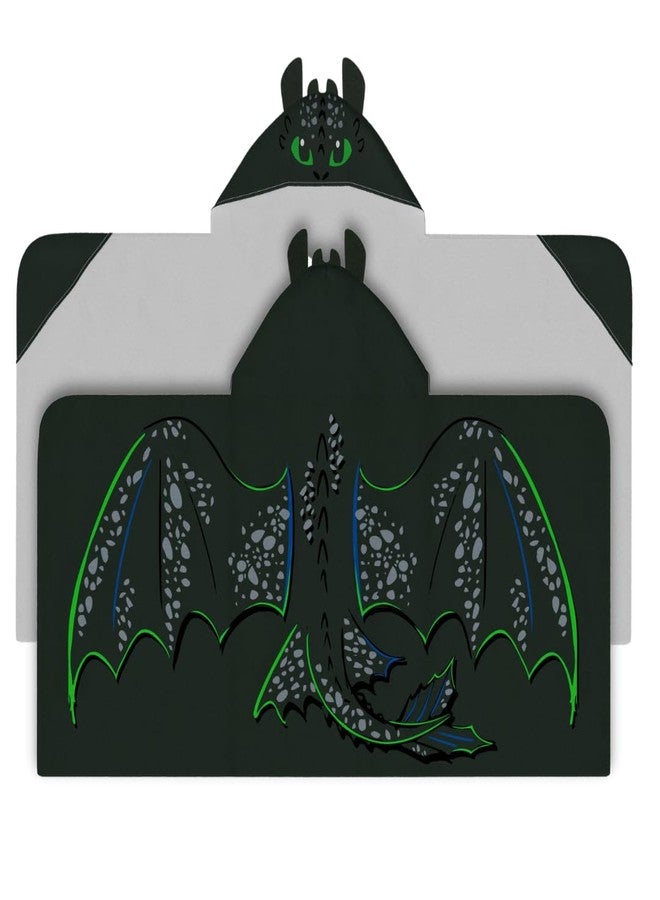 Franco How to Train Your Dragon Toothless Super Soft Bath/Pool/Beach Soft Cotton Terry Hooded Towel Wrap, 24 in x 50 in, (Officially Licensed Product) by Franco - Image 1