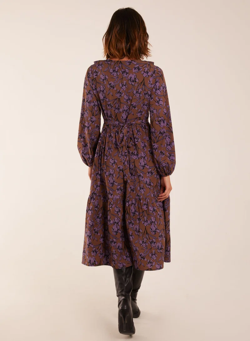 بلو فانيلا فستان ميدي ملفوف بكشكش