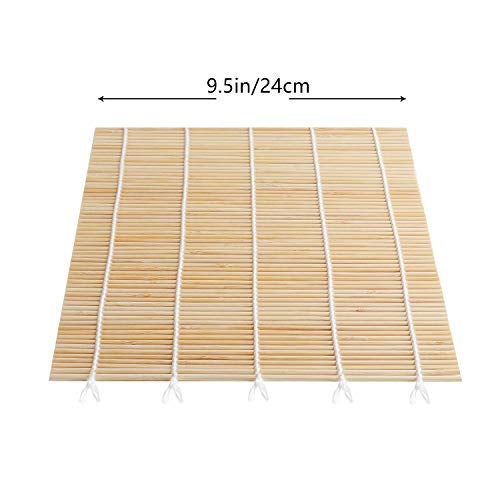FUNGYAND Bamboo Sushi Rolling Mat with 2 Pairs of Chopsticks Natural Bamboo 9.5"x9.5" 2 Pcs Sushi Making Kit - Image 2
